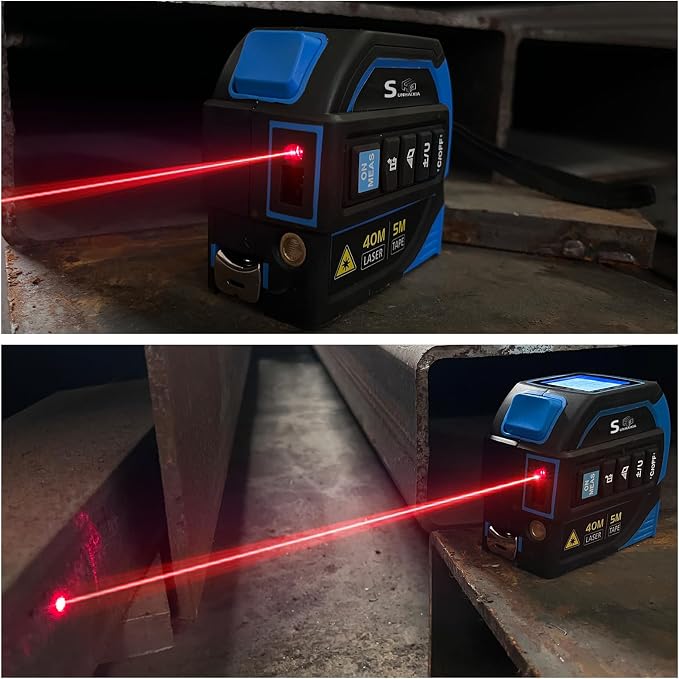 4-in-1 Laser Tape Measure with Laser Level Crosshairs |130ft/40m Laser