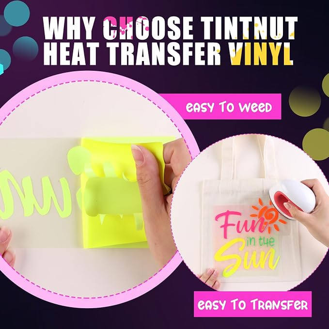 Tintnut Bright Color Heat Transfer Vinyl, 10 Sheets 12×10in Iron on Vinyl | 5