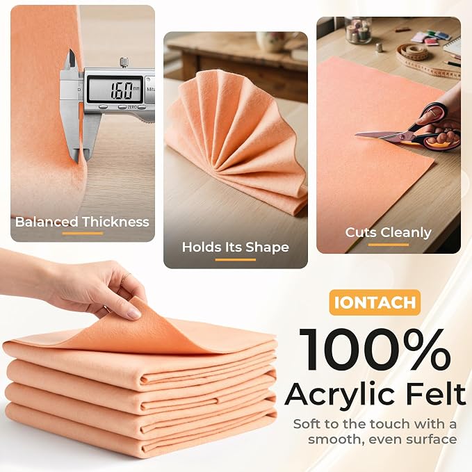 IONTACH 9" X 36" Soft Felt Sheets 1.6mm Thick | Acrylic Felt Fabric