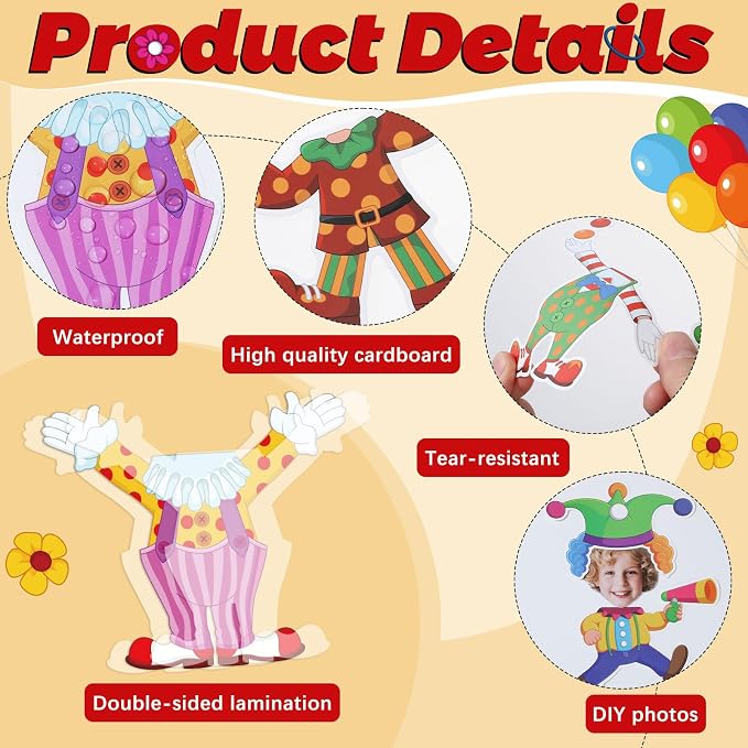 60pcs Circus Theme Cutouts Clown Juggling Bulletin Board Decorations Carnival