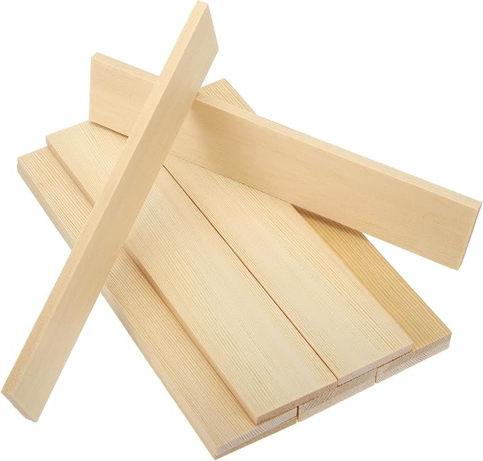 MECCANIXITY 10Pcs Wood Strips Slats, 5/32" x 1‑5/8" x 8" Thin Wood Sticks Flat
