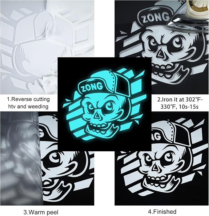 FUNKAKA Glow in The Dark Heat Transfer Vinyl Roll, Glow in The Dark HTV Vinyl
