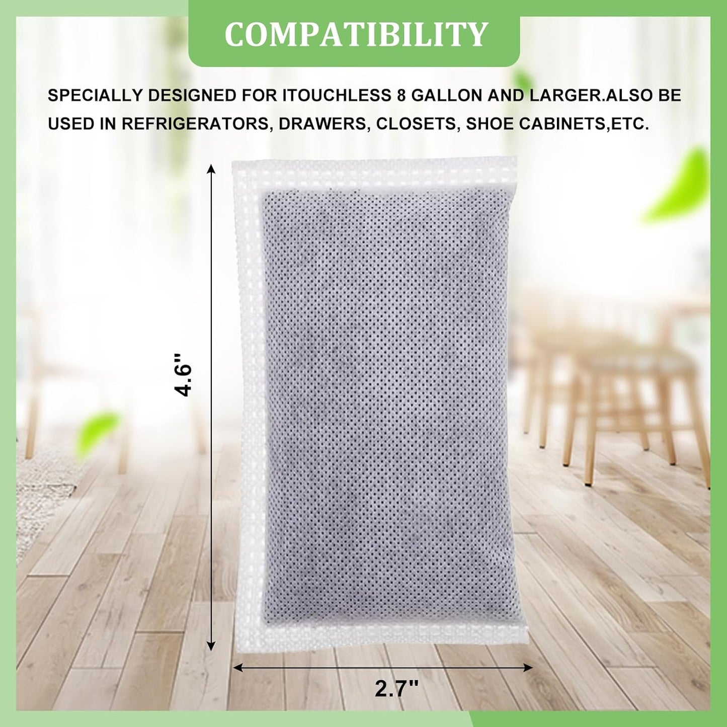 Activated Charcoal Odor Absorber Diaper Pail Deodorizer for itouchless 8 Gallon & Larger, Trash Can Deodorizer Odor Filter Refill for itouchless 13 Gallon Diaper Garbage Can (3 Pack)