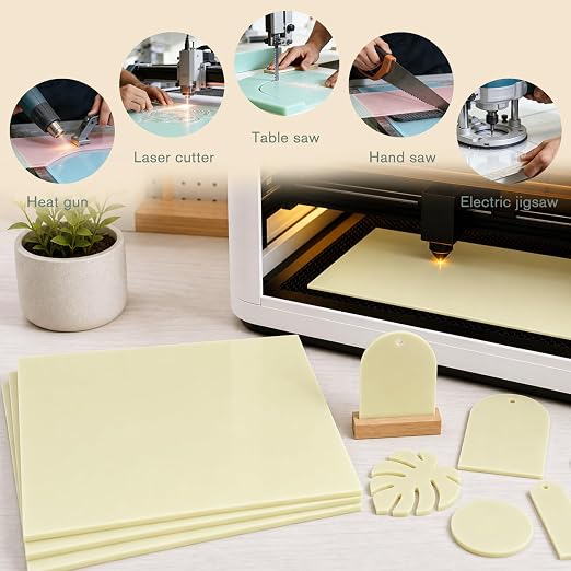 Macaron Pastel Cast Acrylic Sheets 12x12 1/8" | Dual finish matte & glossy cast
