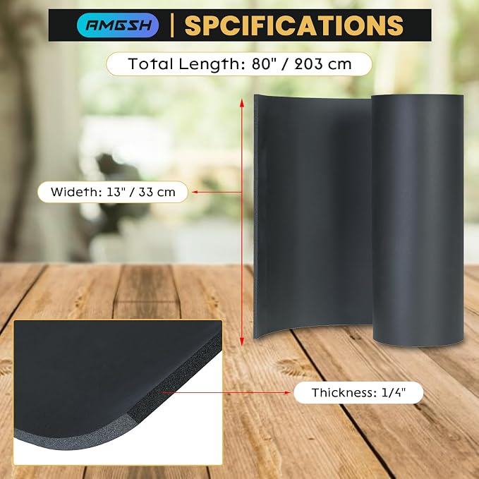 1/4" Thick X 13" Wide X 80" Closed-Cell Foam Neoprene Padding, Non-Adhesive
