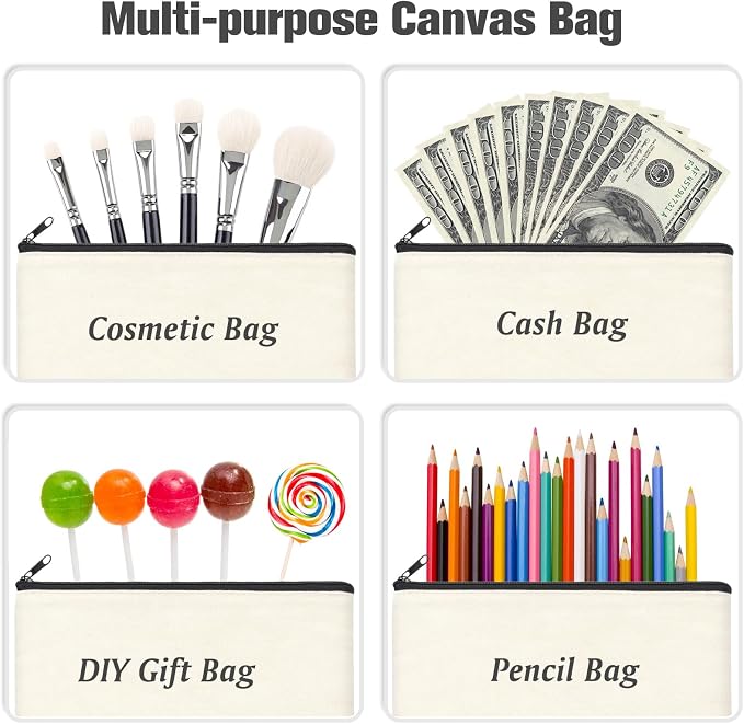 ZeeDix Canvas Zipper Pouch Bulk – 8.3 x 5 Inches Cotton Canvas Pouches