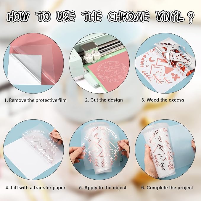 Vinyl Frog Chrome Mirror Rose Gold Craft Vinyl – Glossy Adhesive Permanent
