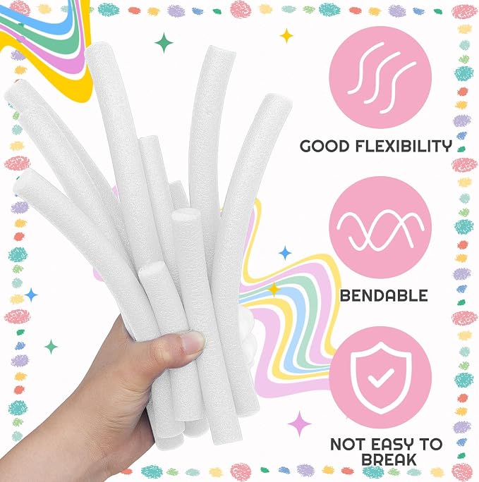 Frienda 5/8 Inch x 40 Ft White Foam Noodles