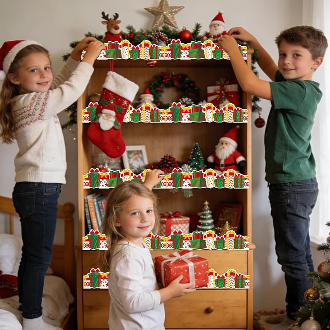 69 Feet Christmas Gift Box Border Red Green Bulletin Board Border Trim
