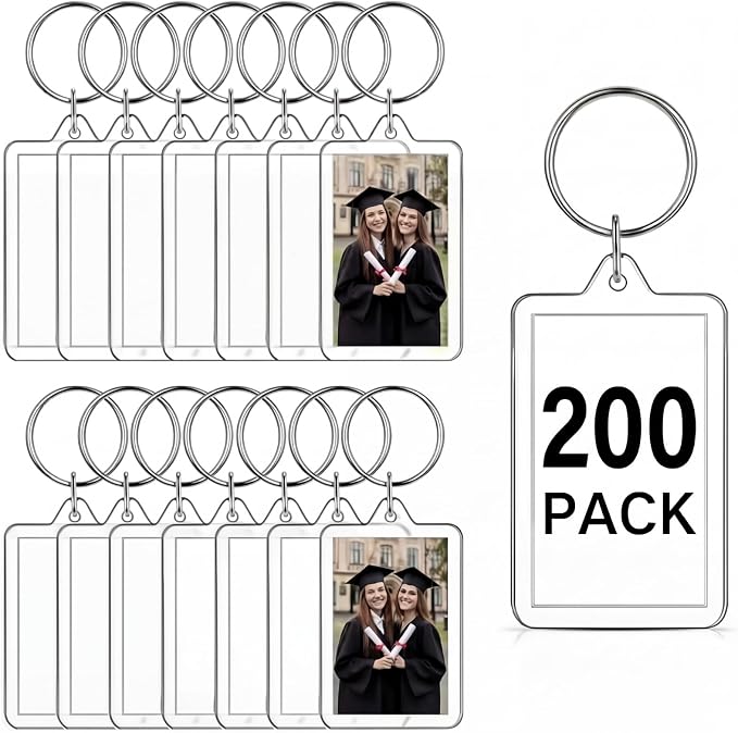 Yaomiao Acrylic Photo Frame Keychain Holder Photo Picture Insert Blank Keyring