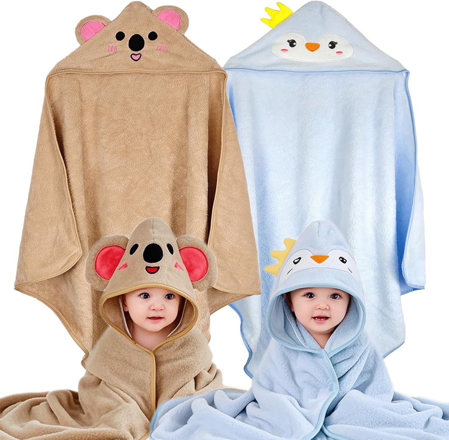 Toddler Bath Towel with Hood Soft Absorbent 2 Pack Pack Premium Coral Fleece Hooded Baby Towels for Newborn, Toddler and Kids Baby Stuff Shower