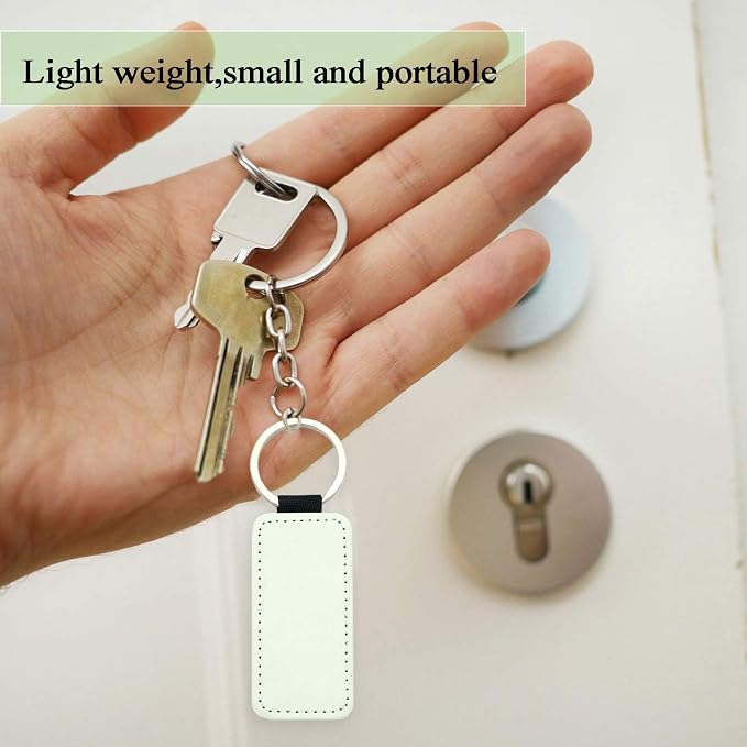 12 Pcs Sublimation Blank Keychains, PU Leather White Keychains Ornament Pendants