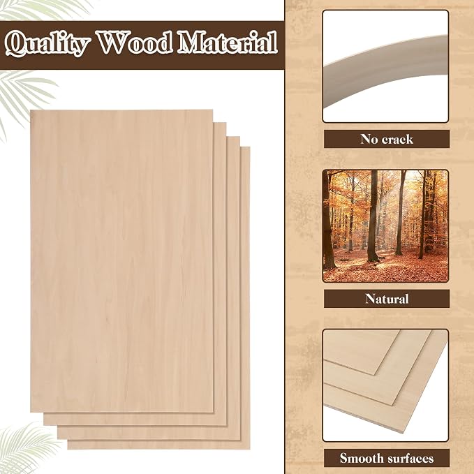 Sasylvia Balsa Wood Sheets 12 x 20 x 1/16 Inch Basswood Sheets