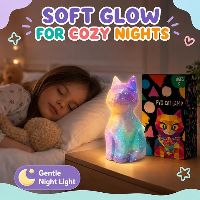 Goodyking Paint Your Own Cat Lamp Kit, DIY Cat Crafts Night Light, Painting Kit