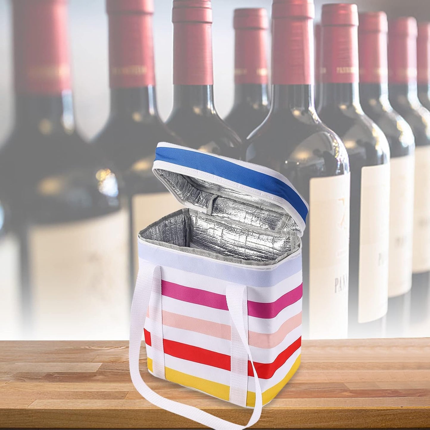 4 Bottle Wine Bag,Insulated&Leakproof Wine Cooler Bag,Wine Carrier Wine Tote Bag Wine Bottle Bag,Insulated Cooler Bag for Travel Picnic Beach Camping,Wine Gifts for Women Wine Lover,Wine Accessories