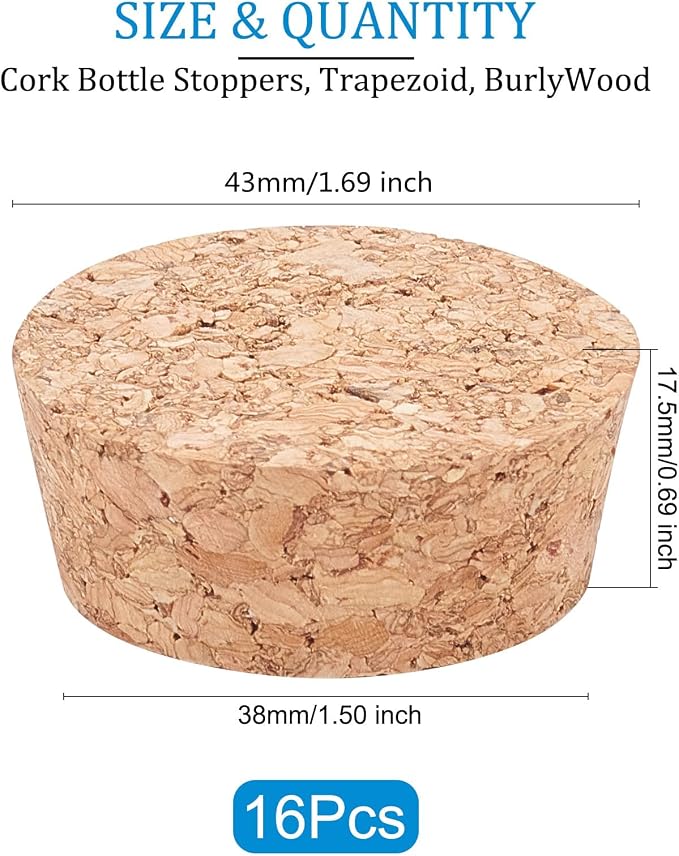 BENECREAT Wooden Cork Bottle Stoppers, 1.7" Diameter, Soft Wood Replacement