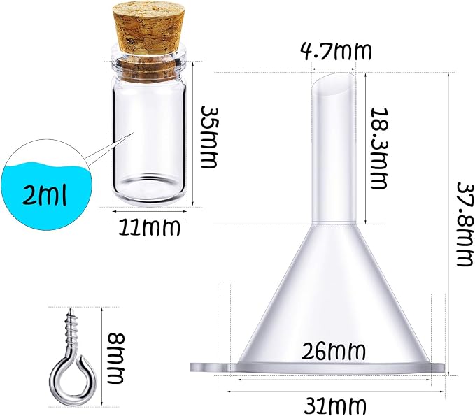 Yungyan 50 Pieces Small Mini Glass Bottles Jars