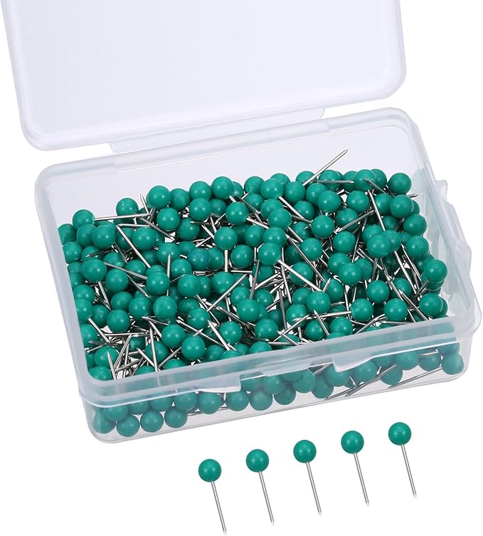 WILLBOND 500 Pack Map Push Pins Map Tacks Small Round Head Push Pins Thumb Tacks