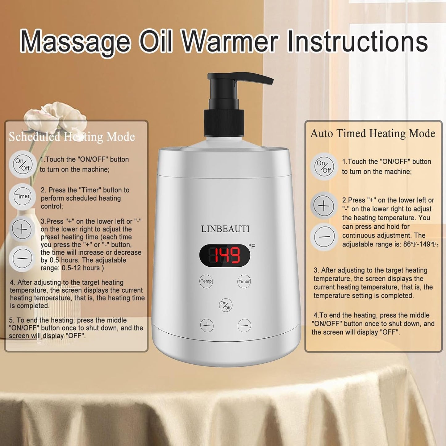 Professional Massage Oil Warmer Bottle Lotion Heater for SPA, Automatic Oil Warmer Heated Oil Lotion Cream with Two Oil Bottle Dispenser for Salon, Barber Shops, Home (Silver)