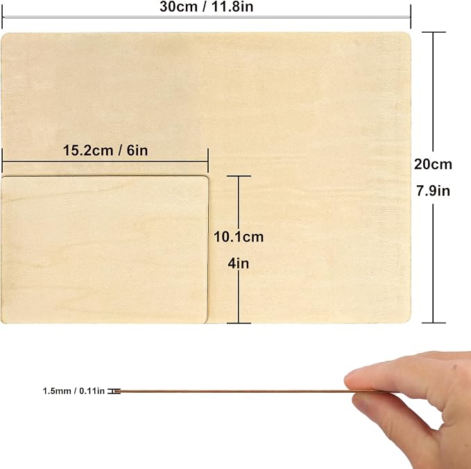 90 PCS Plywood Sheets for Crafts, Wood Boards for Crafts, Laser Cut Crafts