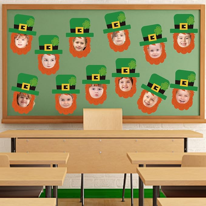 50 Pcs St. Patrick's Day Bulletin Board Leprechaun Hat Cutouts | Green