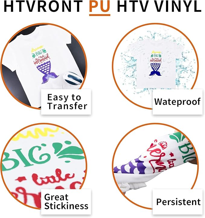 HTVRONT Silver HTV Heat Transfer Vinyl: 24 Pack 12"x12" Iron on Vinyl Sheet |