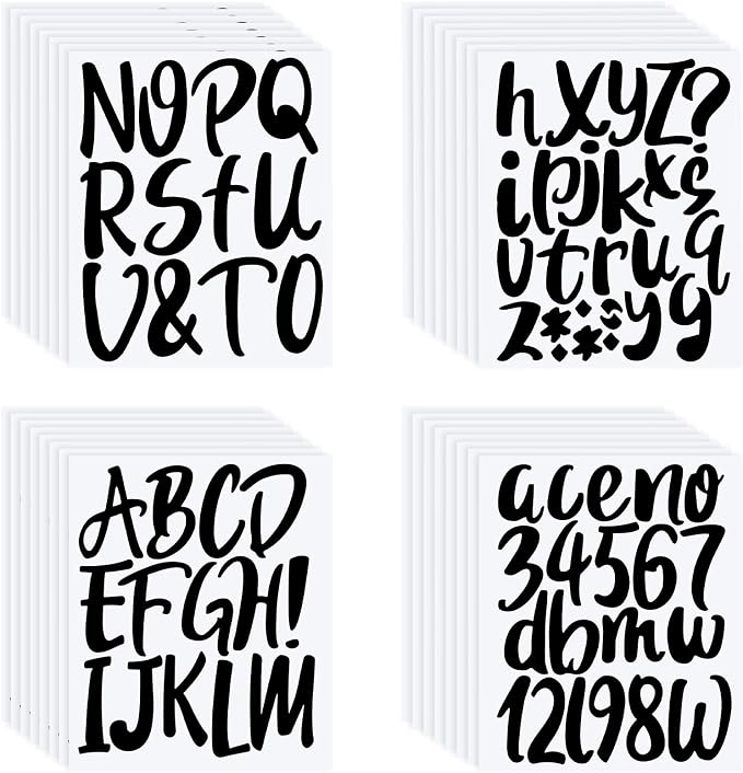 Outus 576 Pcs 8 Sheets Letters Stickers Vinyl Alphabet Number Decals Back to
