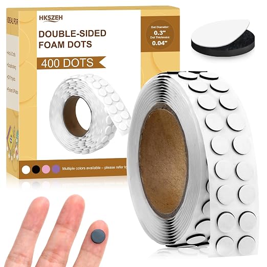 400 PCS 1mm Double Sided Foam Dots 0.3" Foam Round Dots 3D Foam Tape Craft