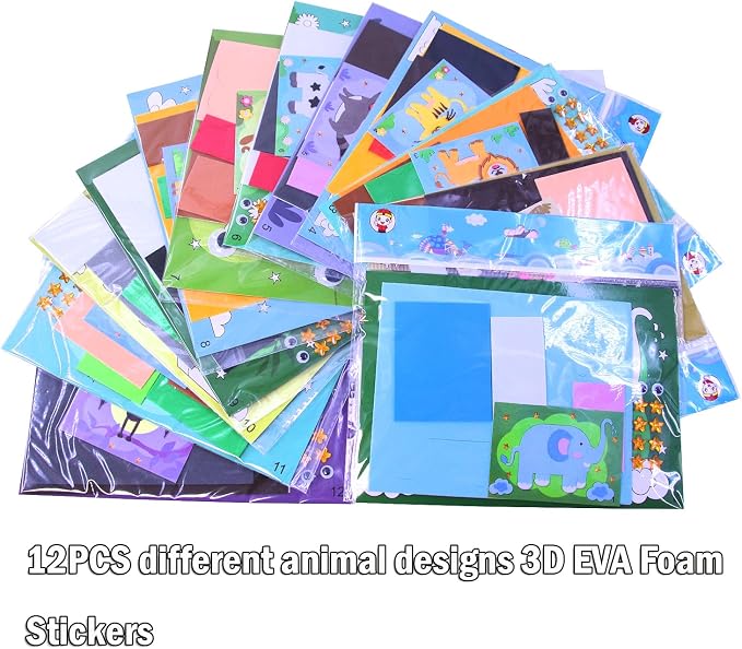 3D EVA Foam Stickers for Toddlers 12PCS Sticky Foam DIY Craft Preschool Art
