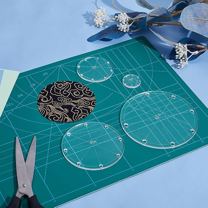 PH PandaHall 8pcs 4 Sizes Circle Template Sewing Rulers Set, 1/2/3/4inch