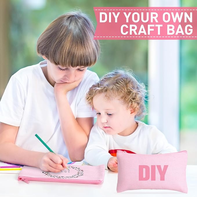 Reginary 80 Pack Canvas Zipper Makeup Bags Bulk Pencil Pouches Blank DIY Craft