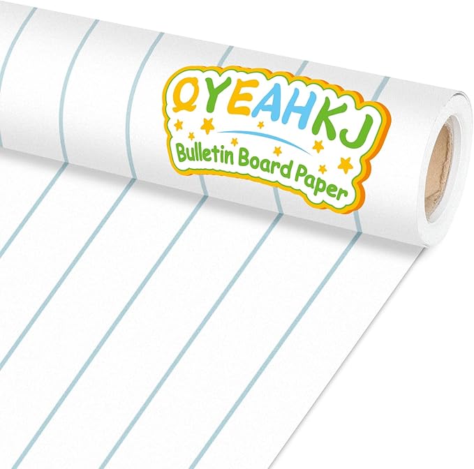 Qyeahkj Composition Bulletin Board Paper Roll Notebook Blue Lined Bulletin