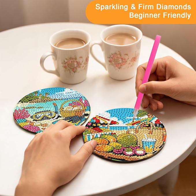 8-Pack Diamond Art Coaster Kit
