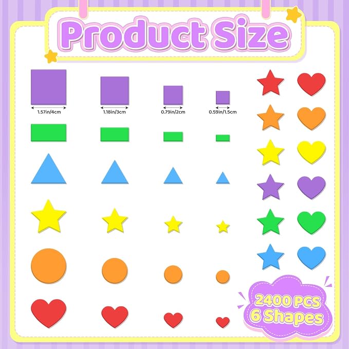 2400Pcs Foam Stickers Foam Shape Stickers