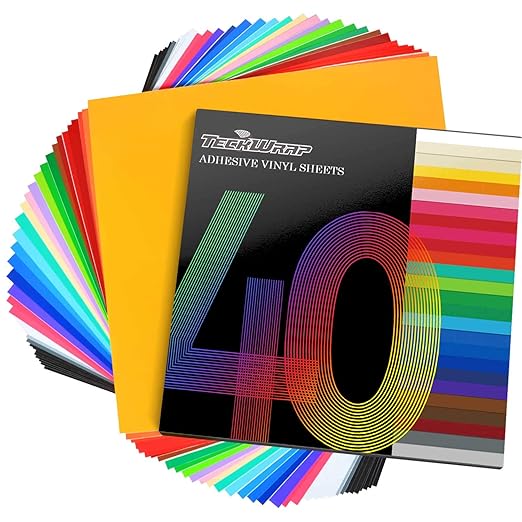 TECKWRAP Permanent Vinyl 12" x 12" 40 Sheets/Pack Assorted Colors Adhesive