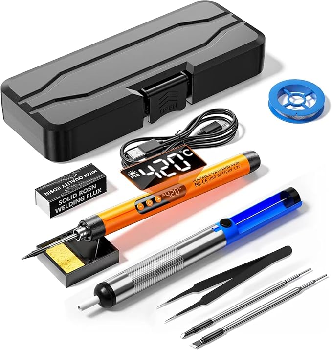 Rechargeable Soldering iron Kit,1000mah USB Wireless Electric Soldering,Cordless Portable,Suitable for DIY and home appliance repair (LCD)