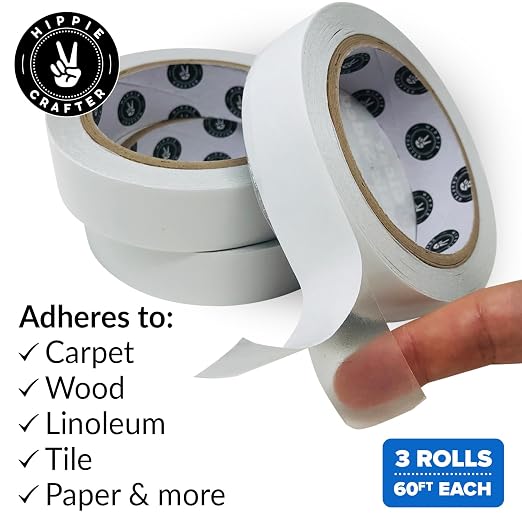 HIPPIE CRAFTER Clear Double Sided Tape, 1 Inch Wide Heavy-Duty Adhesive