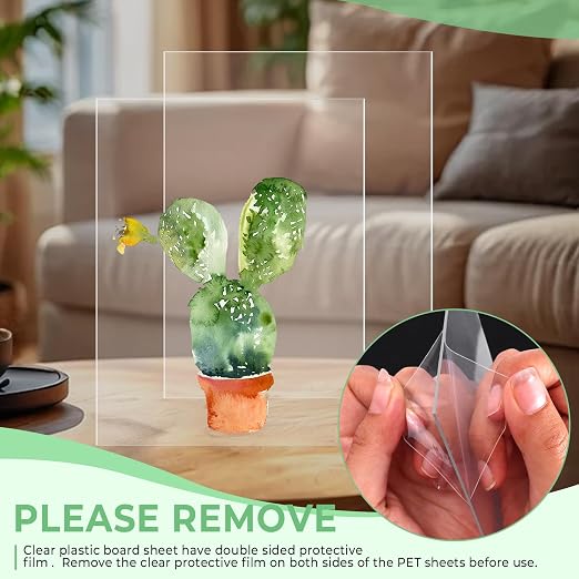 TKOnline 6 PCS Plexiglass Sheets, 8.5" x 11" x 0.04 Clear PET Sheet Panels
