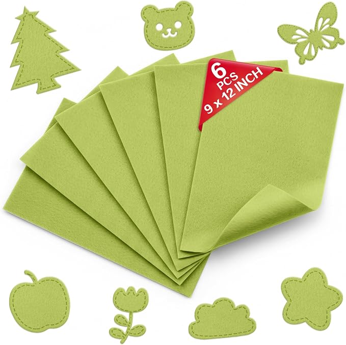 Apple Green Soft Felt Sheets for Crafts, 1.6mm Thick, Kids' Crafts, DIY Projects