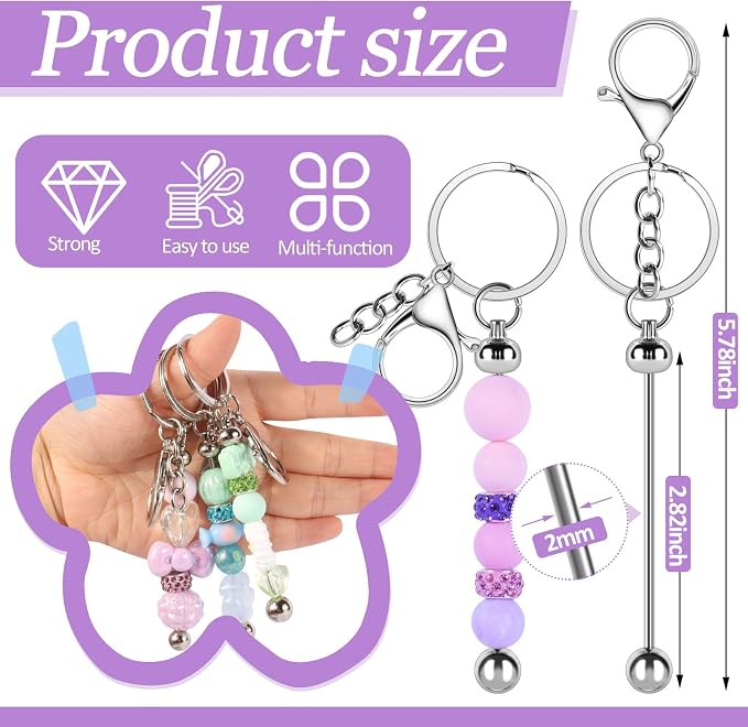 Beadable Keychain Bars Creative Customized Keychain Making Kit