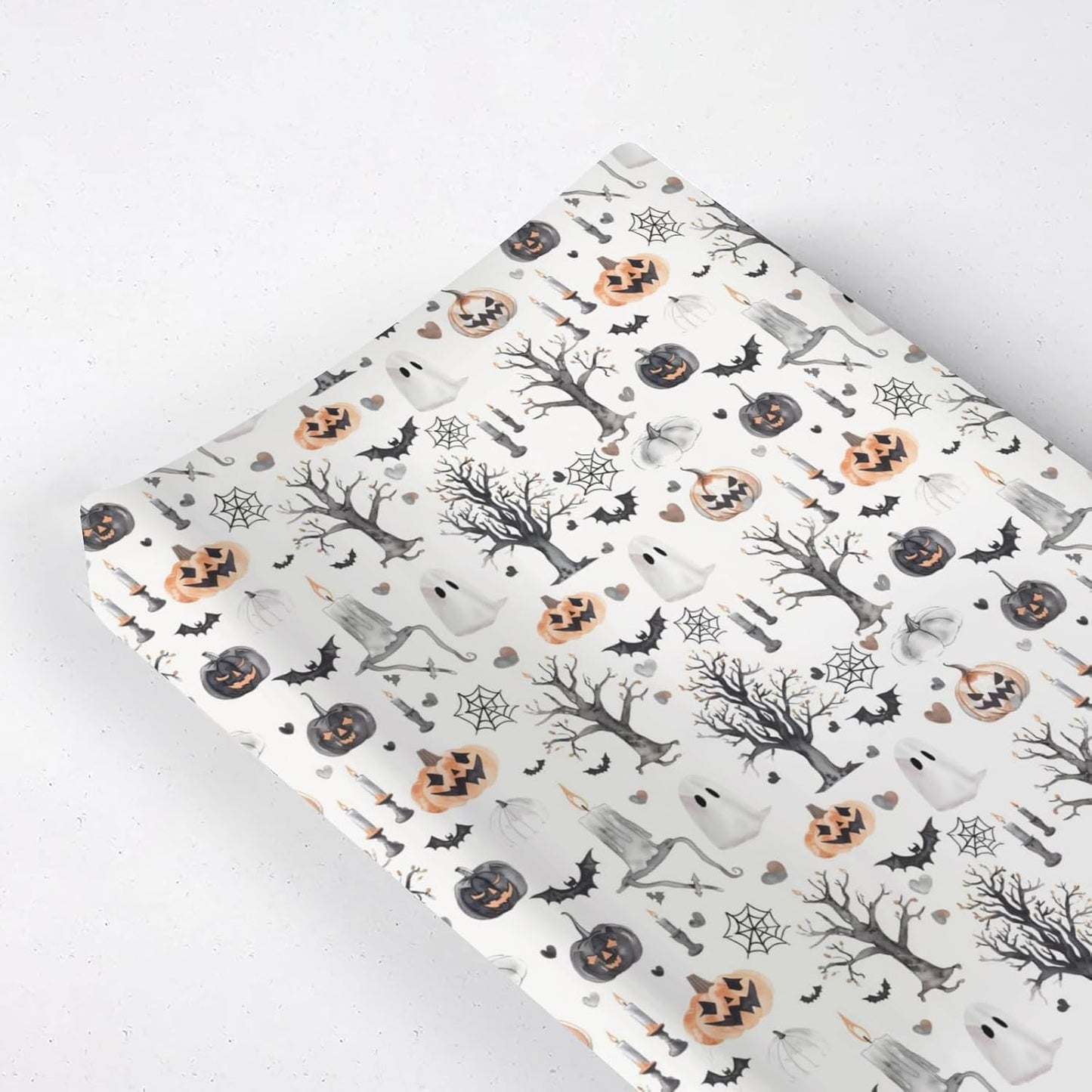Halloween Pumpkin Bats Spiders Trees Hearts Pattern Baby Changing Pad Cover, Unisex Fall Winter Holiday Nursery Diaper Changing Table Pad Mat Sheet for Boys Girls-16x32