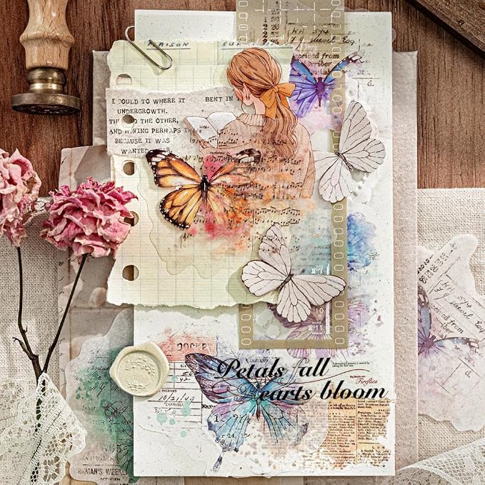 Vintage Aesthetic Stickers for Junk Journaling Supplies, Dual Materials