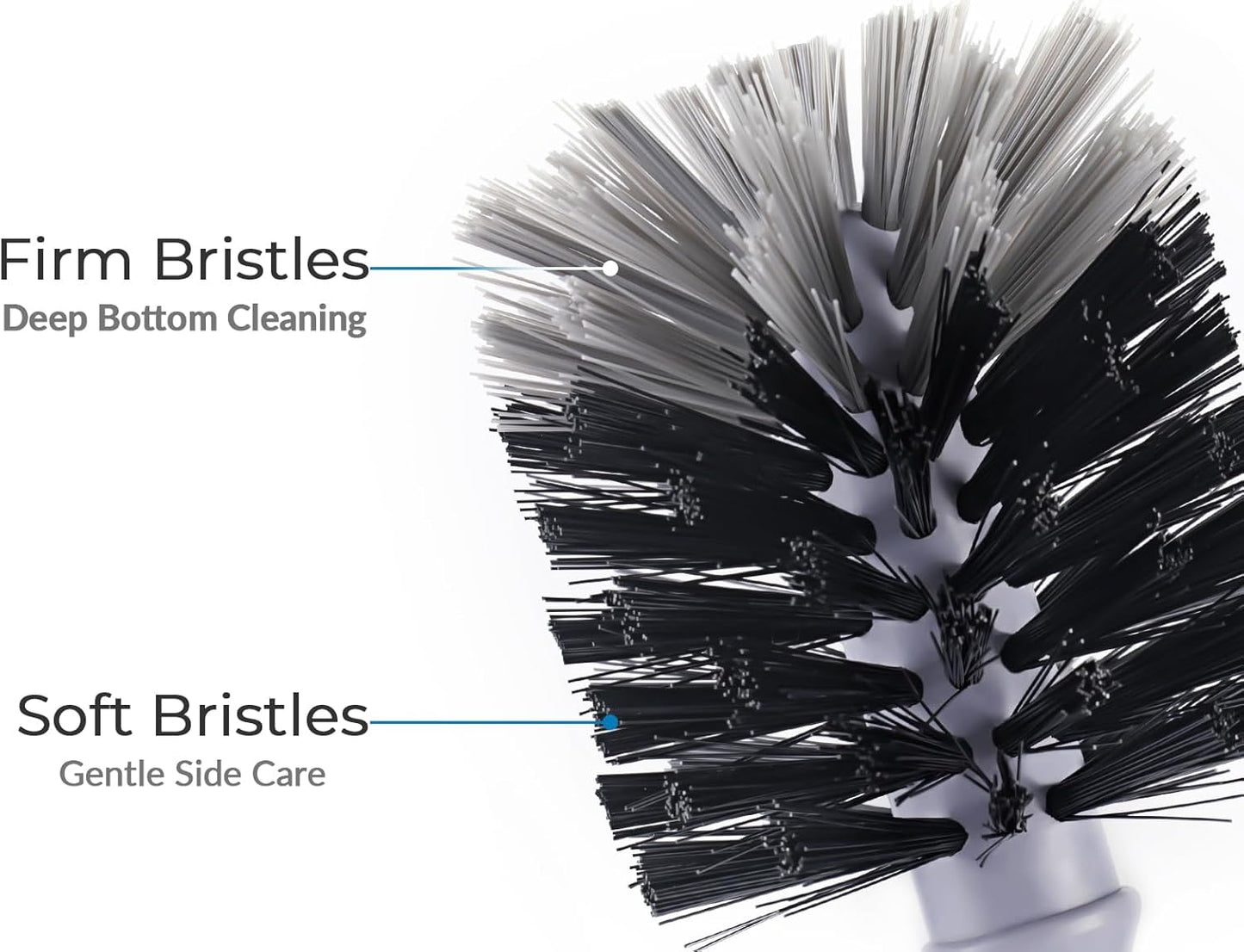 Bottle Brush Cleaner, Long Handle Bottle Brush with Dual Bristles for Water Bottles, Glassware, Mugs, Sports & Baby Bottles Cleaning, Black 4 Pack