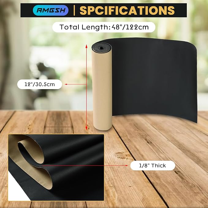 Sponge Neoprene with Adhesive Foam Rubber Sheet 1/8" Thick *12" Wide X 48" Long