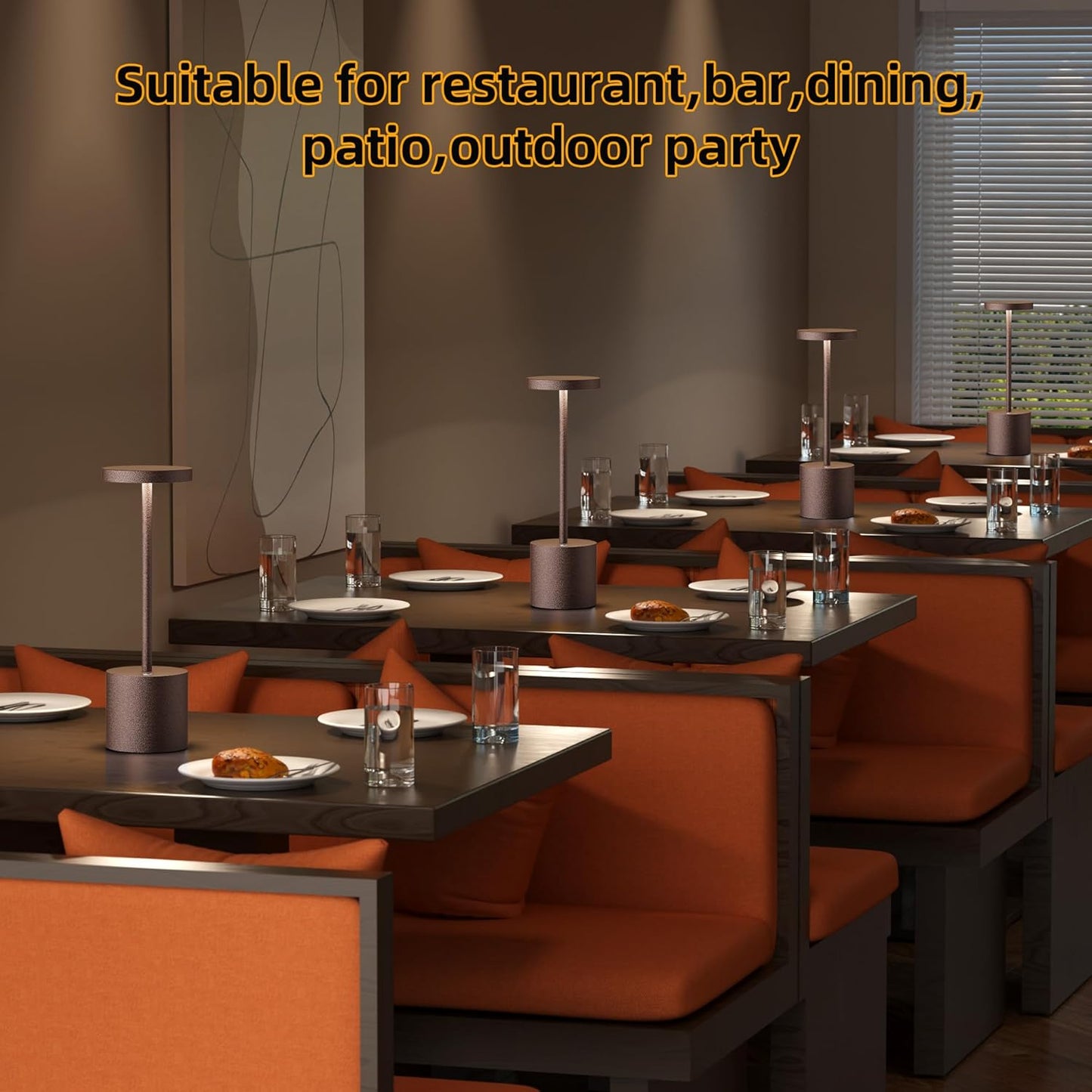 Cordless Table Lamps Rechargeable - Outdoor Portable LED Table Light 5000mAh Battery Operated Lamp 3 Color Stepless Dimming with Memory Function for Restaurant Dining Patio 2Pack Rust