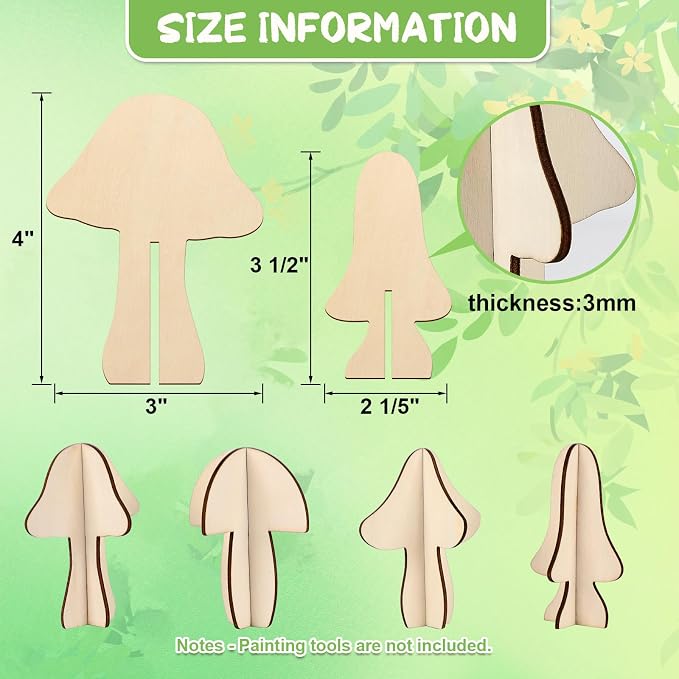 COCHIE DIY 3D Wood Crafts to Paint, Paintable Unfinished Wooden Slices