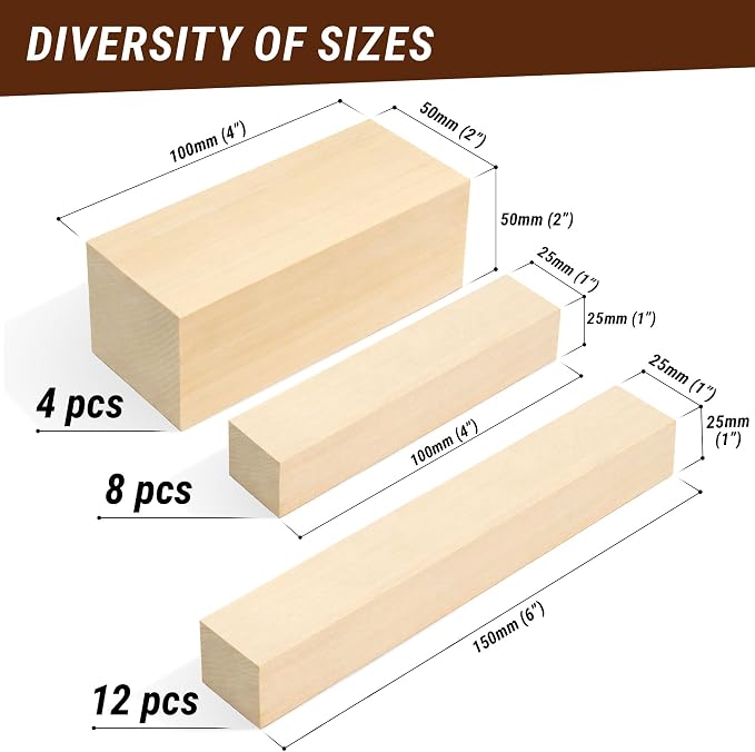 BeaverCraft Basswood Carving Blocks BW24 pcs
