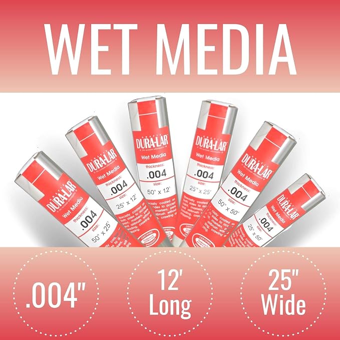 Grafix Dura-Lar 0.004" Film, Ultra Clear Wet Media 25" x12', Plastic Film