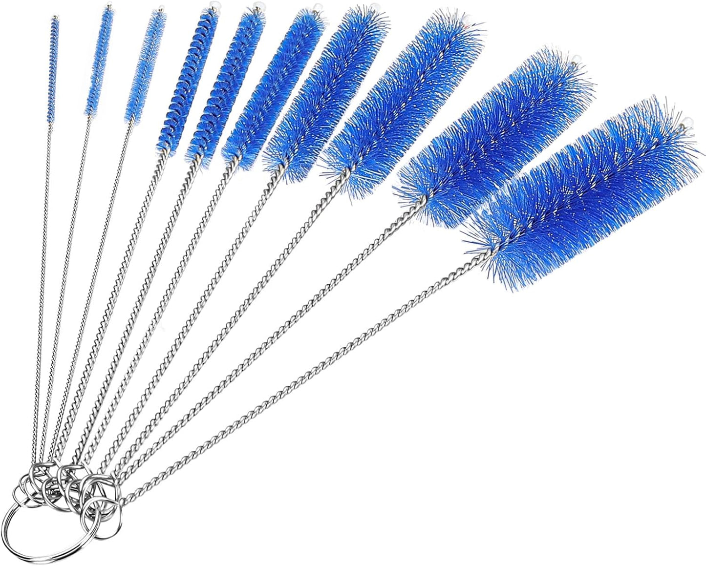 CiaraQ Bottle Cleaning Brushes, 8 Inch Nylon Tube Brush Set, Cleaner for Narrow Neck Bottles Cups with Hook, Set of 10pcs.