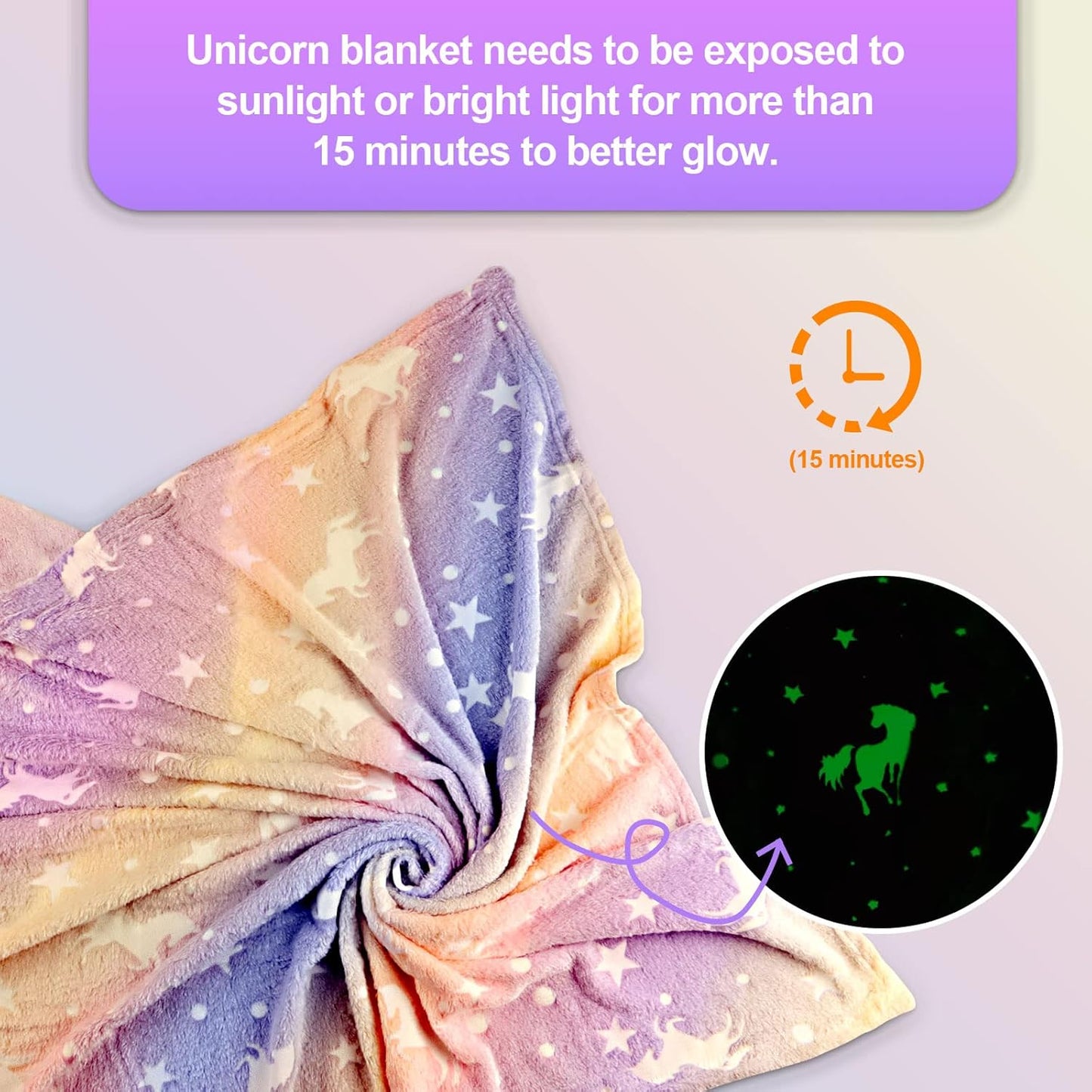 Unicorn Glow in The Dark Blankets for Kids, Soft Fleece Blankets for Girls/Toddler, Unicorns Gifts for Girls Age 3-12 40"x 60"